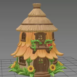 Fantasy Straw Cottage – STL File 3D Printable Fairy House - Model thumbnail 7