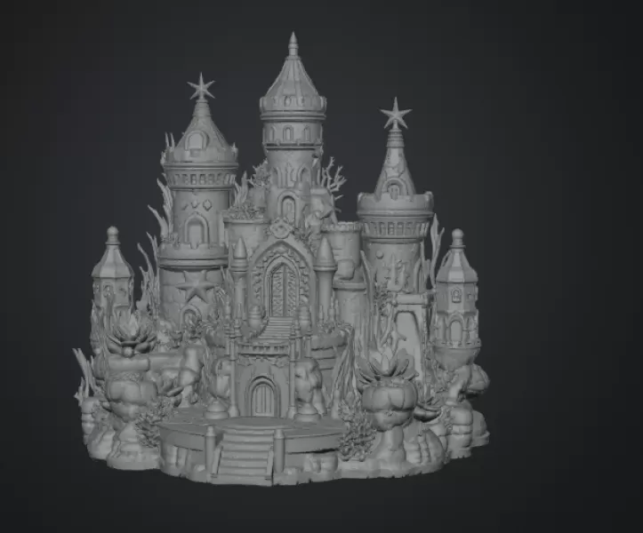Coral Kingdom Fantasy Castle STL File for 3D Print - Model preview 15