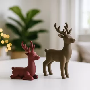 Reindeer Figurines Set | Elegant Christmas Deer Decor - Model thumbnail 2
