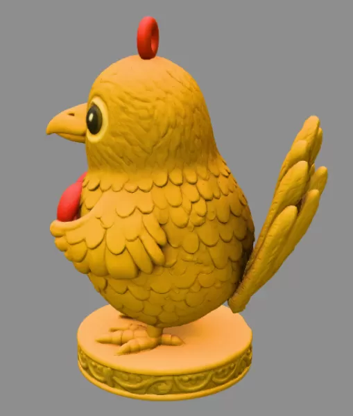 Cute Blue Bird with Heart STL – Adorable 3D Printable Ornament - Model preview 5