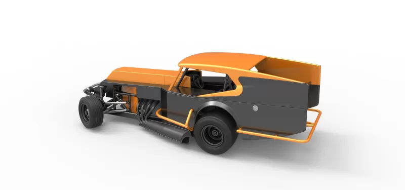 Vintage Dirt Modified stock car Version 5 while turning 1:25 - Model preview 12