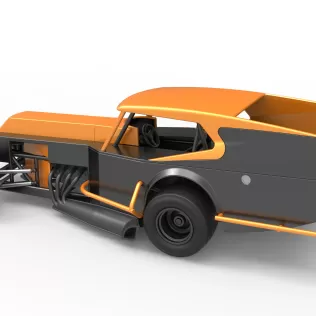 Vintage Dirt Modified stock car Version 5 while turning 1:25 - Model thumbnail 12