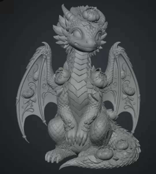Rosé Bloom Dragon STL File for 3D Print - Model preview 18