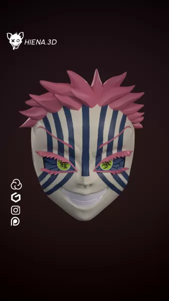 Kimetsu no yaiba akaza mask cosplay demon slayer - Model preview 1