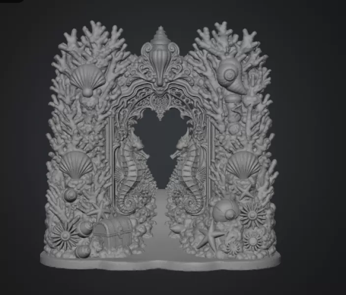 Coral Seahorse Fantasy Gateway STL File for 3D Print - Model preview 16