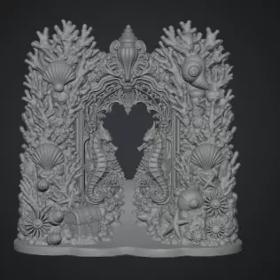Coral Seahorse Fantasy Gateway STL File for 3D Print - Model thumbnail 16