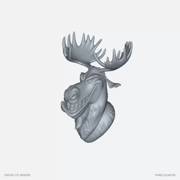 Grinning Moose Head - STL - Model preview 2