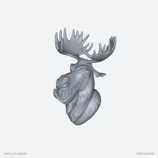 Grinning Moose Head - STL - Model thumbnail 2