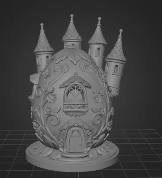 Fantasy Egg Castle House - STL File 3D Printable - Model preview 7