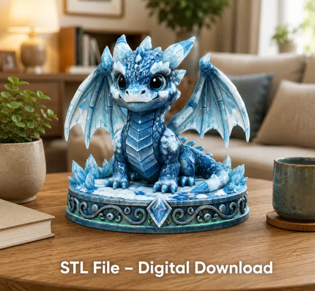 Crystal Ice Baby Dragon STL File for 3D Print - Model preview 1