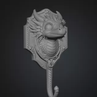 Cute Dragon Wall Hook STL File Digital Download - Model thumbnail 11