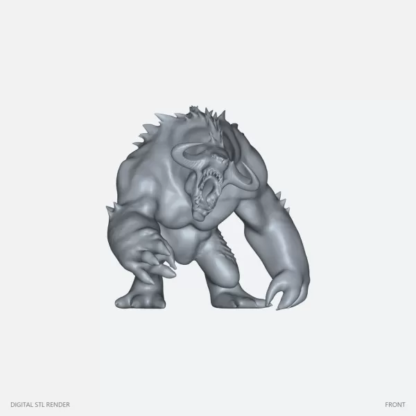 Horned Brute Demon - STL - Model preview 2