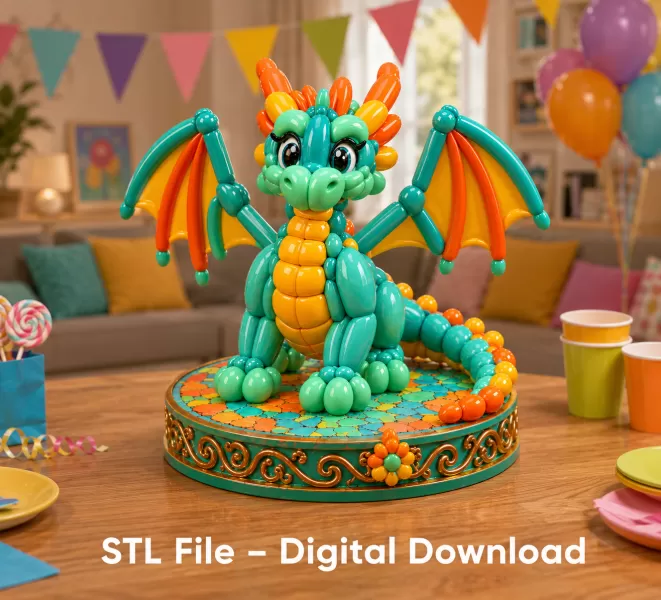 Cute Balloon Baby Dragon STL File for 3D Print - Model preview 1