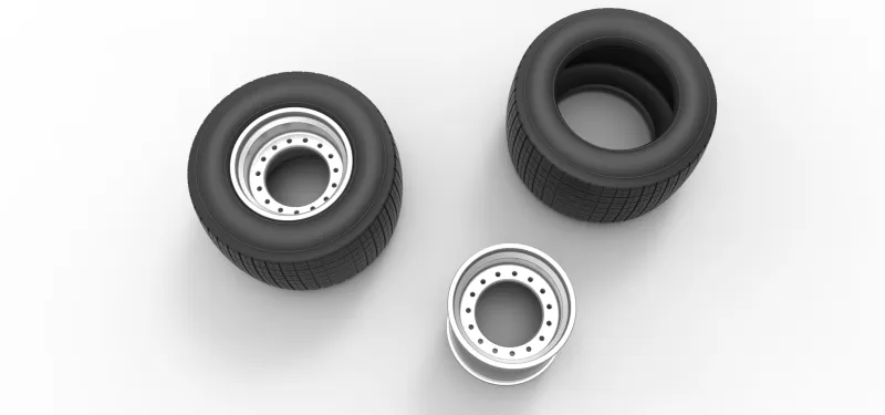 Rim and tire of Super Dirt Late model Scale 1:25 - Model preview 3