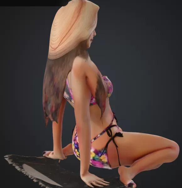 frau am strand auf einer decke - Model preview 3