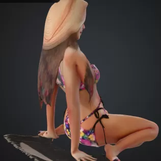 frau am strand auf einer decke - Model thumbnail 3