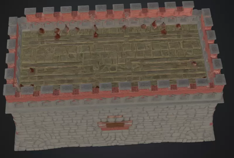Mauer mit schiessschadten - Model preview 4