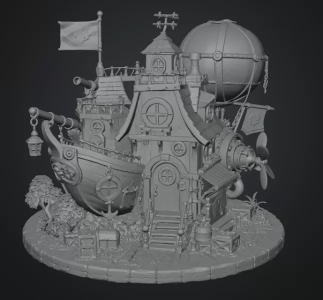 Sky Captain Airship House STL File for 3D Print - Model preview 11