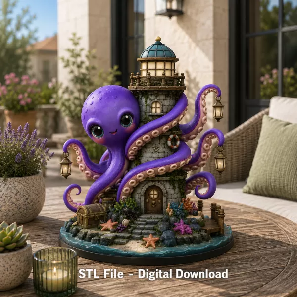 Octopus Lighthouse Keeper STL File for 3D Print - Model preview 2