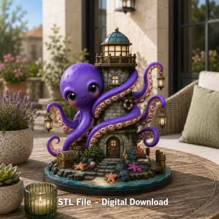 Octopus Lighthouse Keeper STL File for 3D Print - Model thumbnail 2