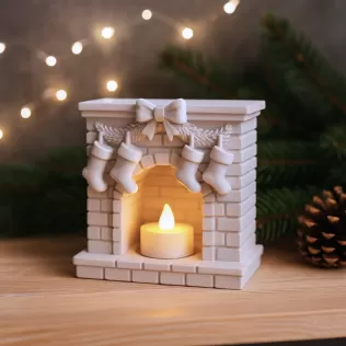 Fireplace Candle Holder | Christmas Stocking Decor | Holiday
