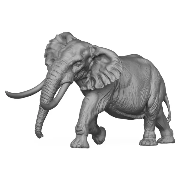 3D Printable Elephant Attack Pose - Model preview 1