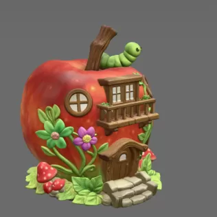 Enchanted Apple Cottage STL File 3D Printable - Model thumbnail 6