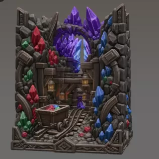 Fantasy Mining Tunnel Book Nook STL File for 3D Print - Model thumbnail 7