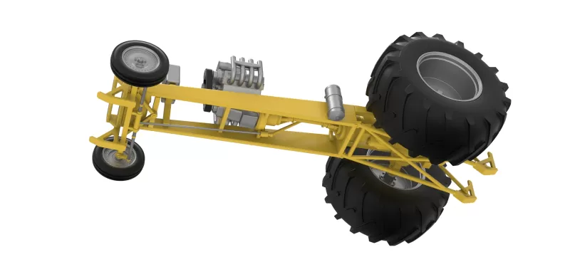 Vintage Pulling tractor Base Version 2 Scale 1:25 - Model preview 3