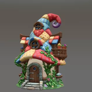 Patchwork Wizard Cottage STL File 3D Print - Model thumbnail 3