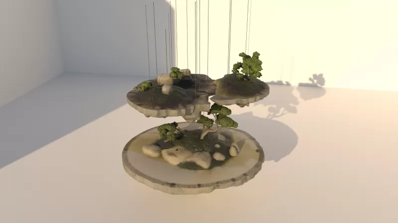 Floating_Bonsai island - Model preview 4