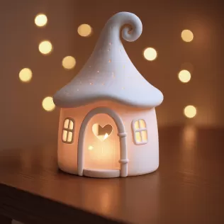Mushroom House Candle Holder | Magical Christmas Decor | Cozy - Model thumbnail 5
