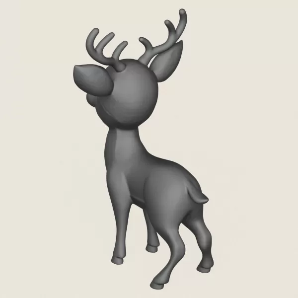 Cartoon Deer Print Ready 3D Model - Model preview 5