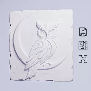 Owl Stone Relief #RoZ - Model thumbnail 1