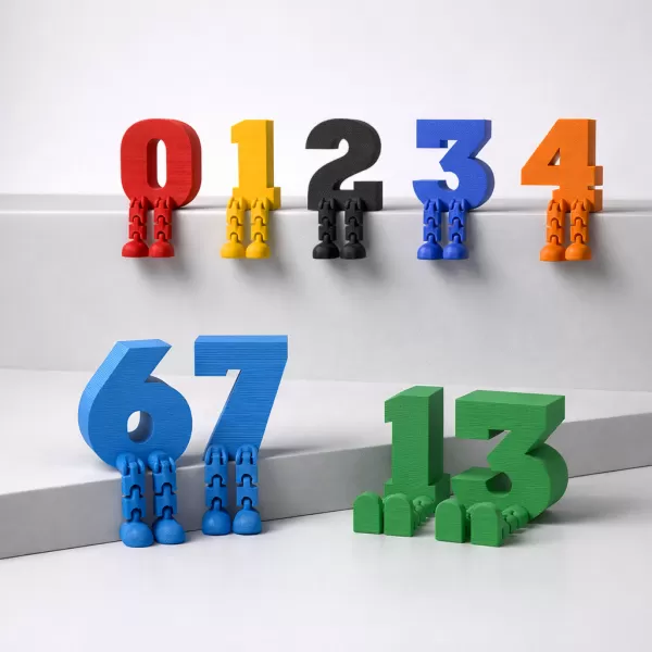 Articulated Number Set | 0–9 Numbers with Moving Legs | for Home - Model preview 1
