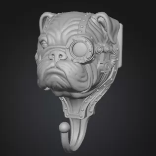 Steampunk Bulldog Wall Hook - Model thumbnail 2