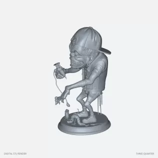 Grinning Fantasy Tattooist Figurine - STL - Model thumbnail 2