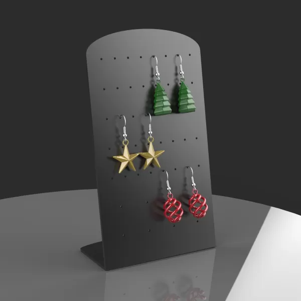 3D Christmas Earrings Set, 3 pairs of Bundle, Dangle Earring - Model preview 4