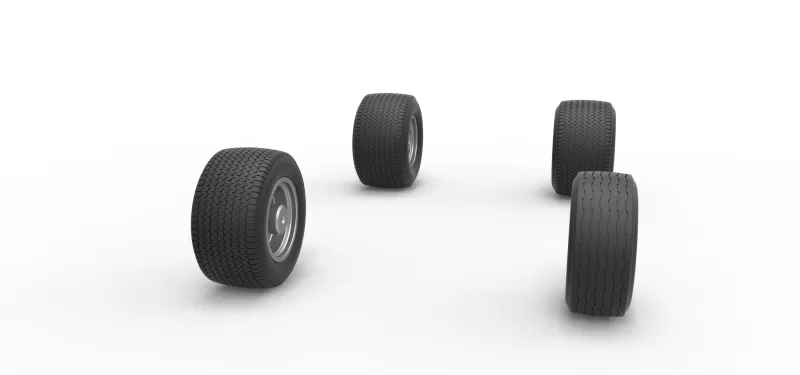 Wheel set of Northeast Dirt Modified stock car V5 Scale 1:25 - Model preview 3