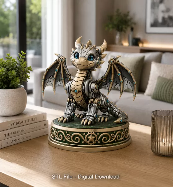 Mechanical Fantasy Dragon STL for 3D Printing - Model preview 1
