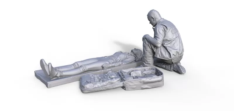 Figure paramedic with victim - Model preview 2