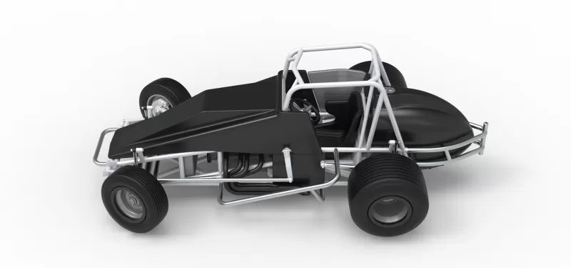 Vintage Dirt Silver Crown Car while turning Scale 1:25 - Model preview 10