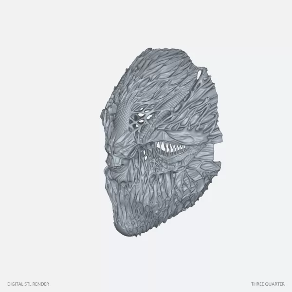 Biomorphic Fanged Helmet Display - STL - Model preview 1