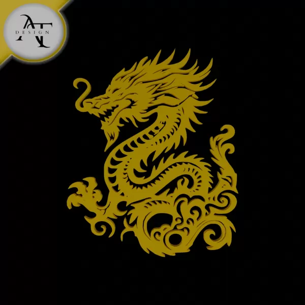 Dragon - Silhouette - 2D Wall Art Decor - Model preview 1