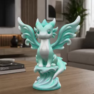 Water Dragon – STL File 3D Printable Fantasy Dragon Figurine - Model thumbnail 2