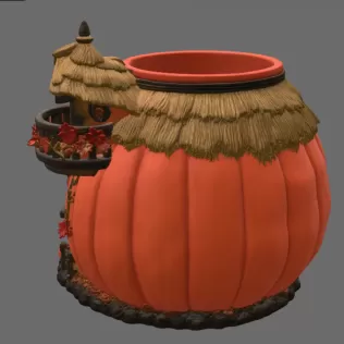 Autumn Pumpkin Cottage Planter STL File for 3D Print - Model thumbnail 10