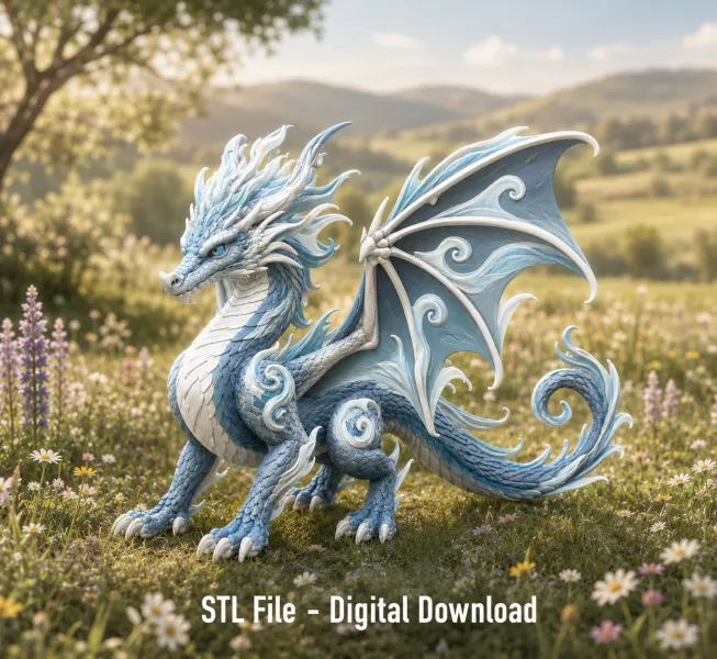 Ocean Breeze Dragon STL File for 3D Print - Model preview 2