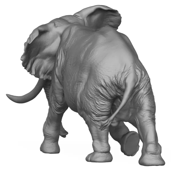 3D Printable Elephant Attack Pose - Model preview 4