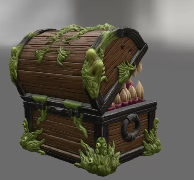 Mimic Treasure Chest Monster STL File for 3D Print - Model preview 9