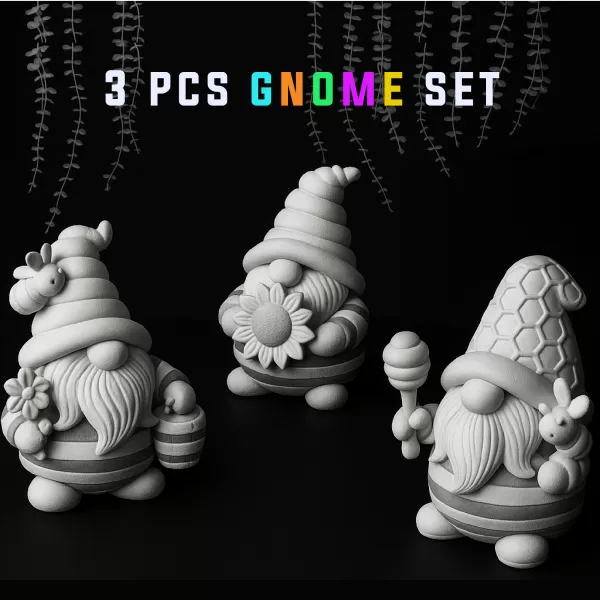 Bee Gnome Figures, 3 pcs. Spring Gnome, Bumble Bee HoneyComb - Model preview 5